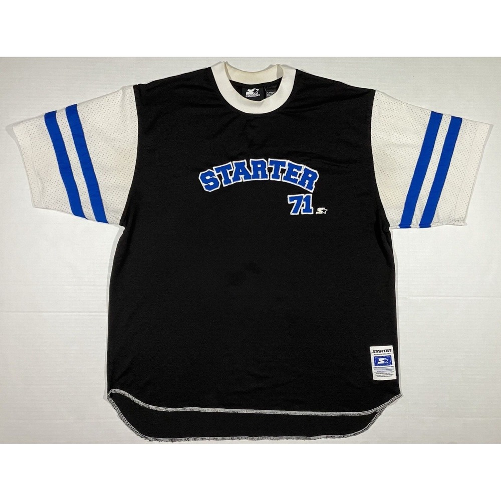 Starter 71 Jersey Vintage Shirt Black White Short Sleeves Mens Size XL